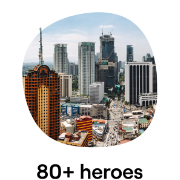 Skyline view of Manila, showcasing a mix of modern high-rise buildings and city streets bustling with activity Skyline view of Manila, showcasing a mix of modern high-rise buildings and city streets bustling with activity