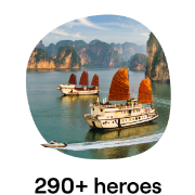 Traditional junks with red sails cruising in the calm waters of Ha Long Bay, Vietnam, surrounded by lush limestone karsts and emerald green waters Traditional junks with red sails cruising in the calm waters of Ha Long Bay, Vietnam, surrounded by lush limestone karsts and emerald green waters