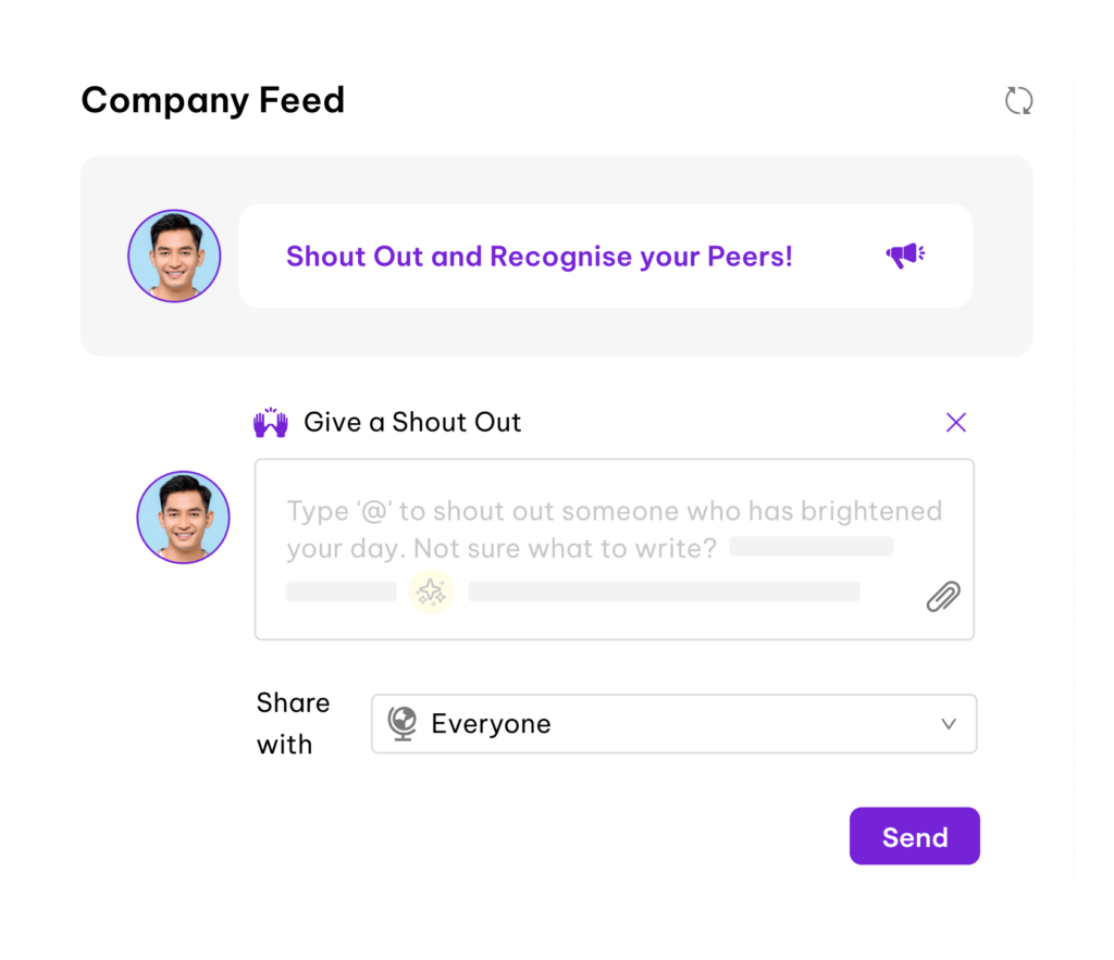 AI enhanced shoutout and recognition feature