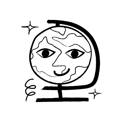 An illustration of a smiling globe