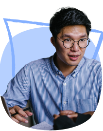 A man wearing eyeglasses.