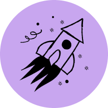 A graphic of rocket ship