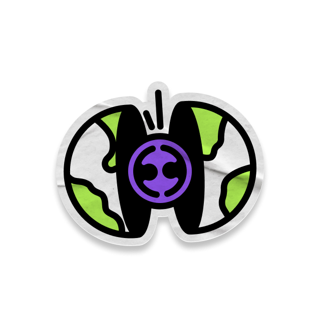 A cartoon graphic of the earth the Employment hero logo in the center.