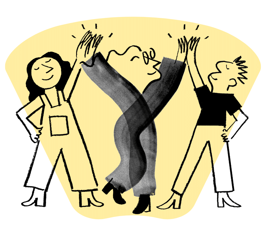 image of three people giving a high five