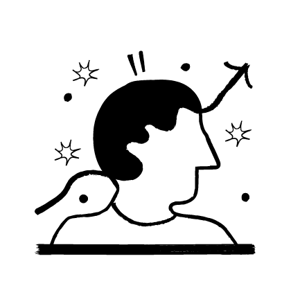 An illustration of a man facing sideways, an arrow going up behind him