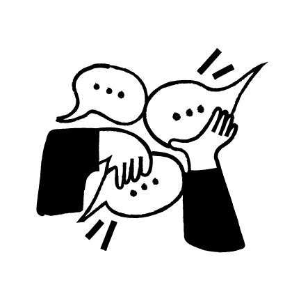 Two hands grabbing speech bubbles.