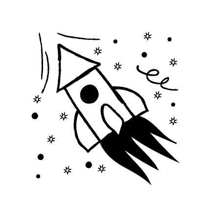 An illustration of a rocketship